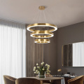 Modern luxury hall light gold ring led chandelier pendant light for hotel lobby project